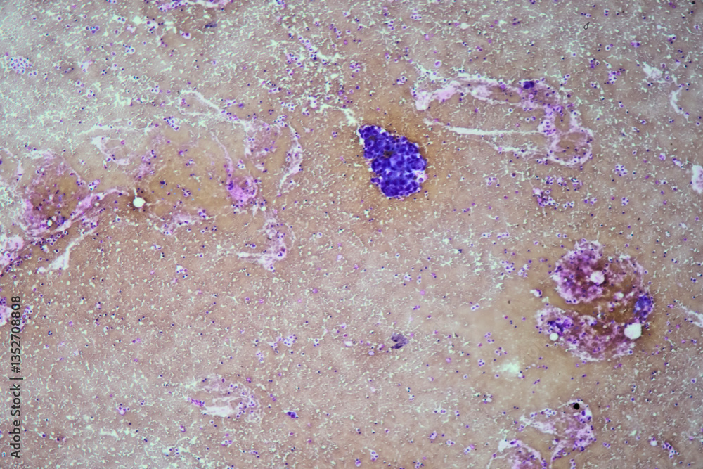 Medical themes: Pleural effusion showing metastatic lung adenocarcinoma