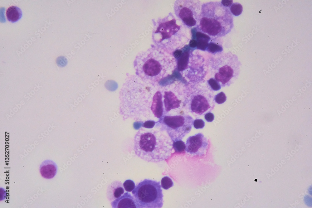 Medical themes: Pleural effusion showing chylothorax caused by B-cell lymphoma