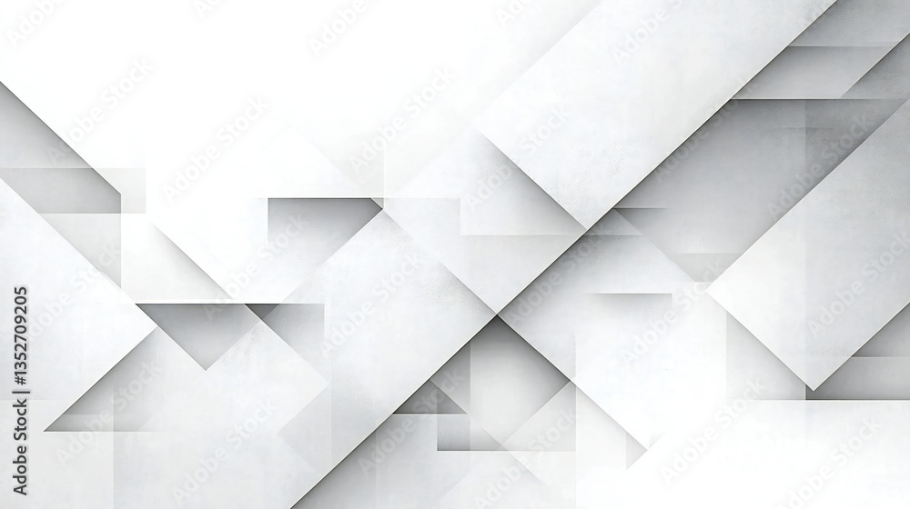 Abstract White and Gray Geometric Pattern Background Modern Design Overlapping Shapes Minimalist