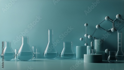 Laboratory Setup With Glassware and Scientific Models for Chemistry Experiments