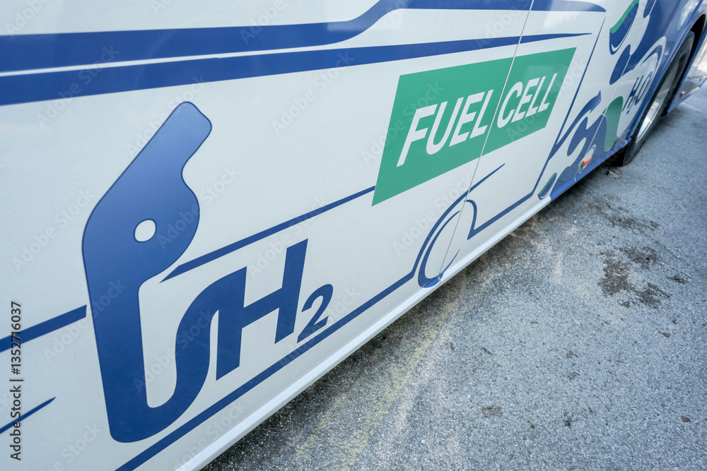 Obraz premium detail on external hydrogen bus