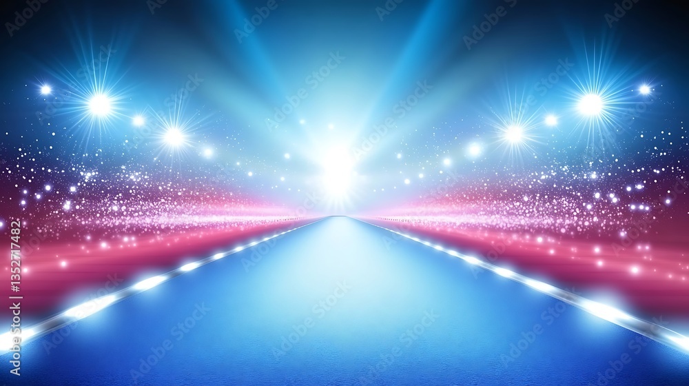 Naklejka premium Illuminated Runway, Awards Ceremony, Spotlight, Success, Background