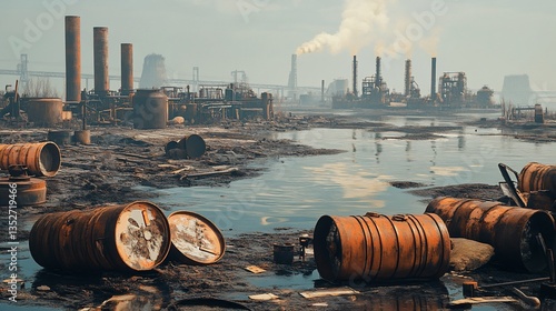 Industrial Wasteland: A Scene of Environmental Decay and Abandonment