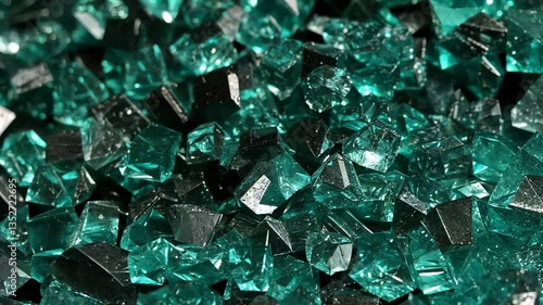 Stunning collection of emerald green crystals glistening under soft light in an artistic arrangement
