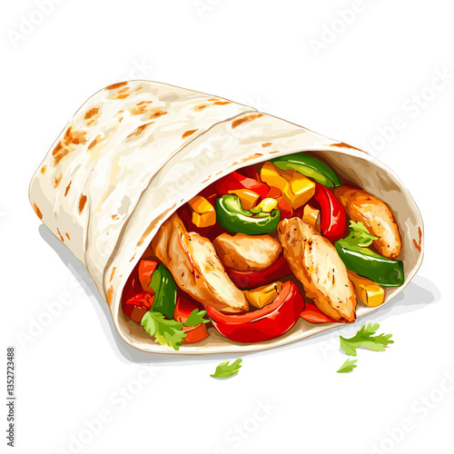 Grilled Chicken Fajita Wrap with Colorful Veggies