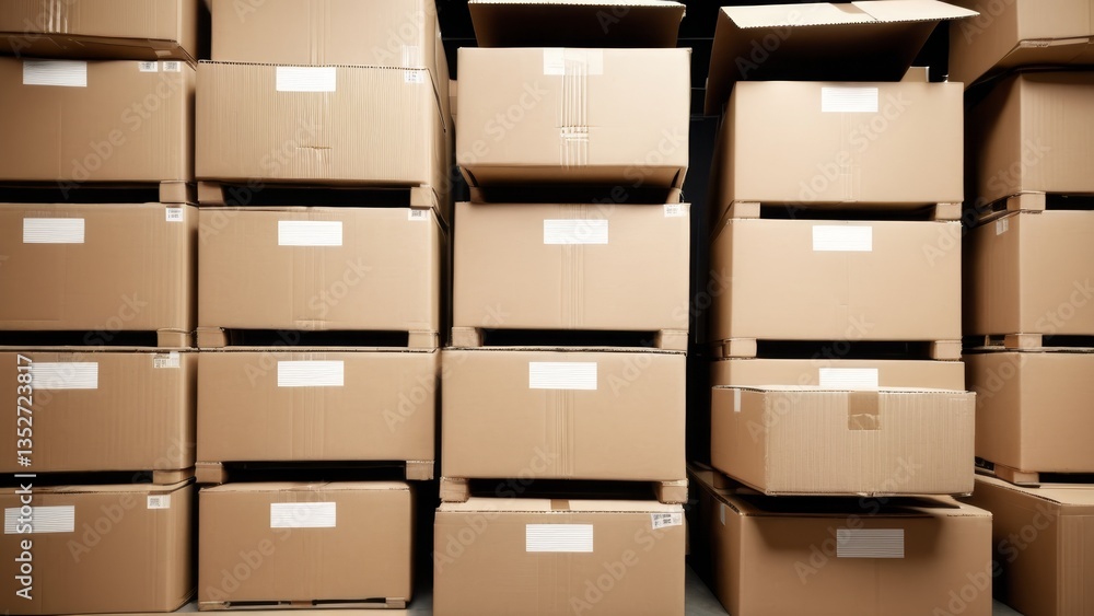 a pile of boxes stacked on top of each other in a warehouse a pile of boxes stacked on top of each other in a warehouse