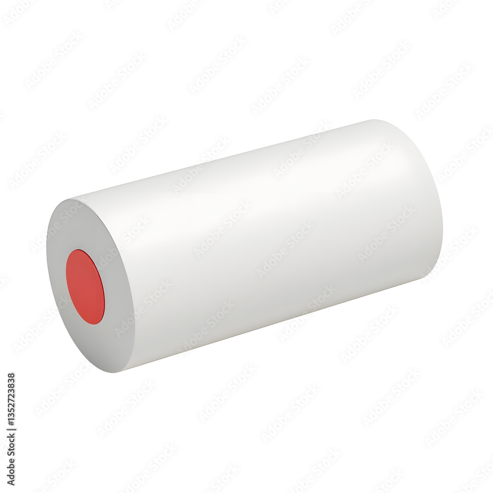 White Paper Roll with Red End Cap Packaging Mockup White Paper Roll with Red End Cap Packaging Mockup