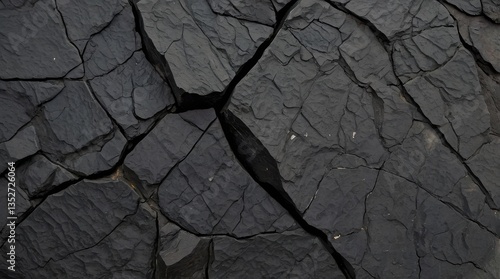 Highly detailed black basalt texture, solidified basalt, black stone, texture with cracks, basalt texture