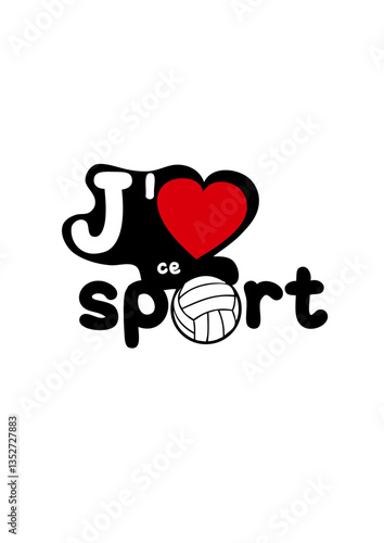 aime sport love coeur volleyball