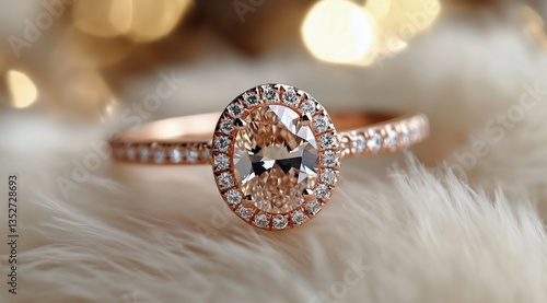 Elegant Rose Gold Engagement Ring With Sparkling Diamonds in Soft Glow