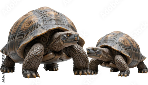 Wallpaper Mural Two tortoises with patterned shells and textured skin standing closely together on a black background Torontodigital.ca