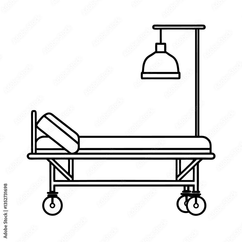 Minimal Line Art of Mobile Hospital Bed with Light – Symbol of Patient Care and Medical Facilities, Hospital Bed Icon, Patient Care Symbol, Medical Facility Vector
Minimal Line Art of Mobile Hospital Bed with Light – Symbol of Patient Care and Medical Facilities, Hospital Bed Icon, Patient Care Symbol, Medical Facility Vector