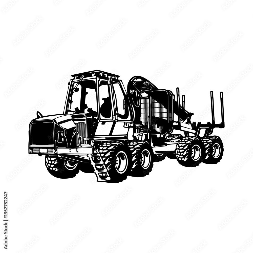 Naklejka premium Rottne F13D 2015, forwarder - Heavy Equipment - Heavy Machinery, Construction Machinery Stencil Cut File