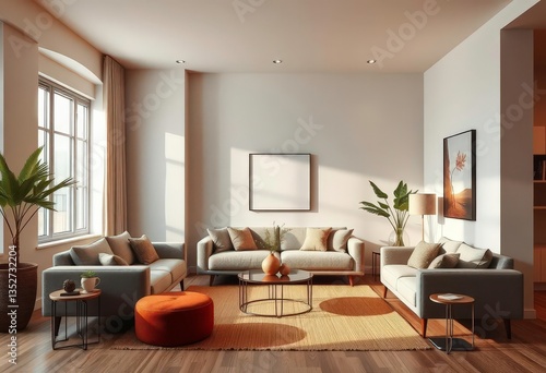 Wallpaper Mural Warm, earthy tones in a modern minimalist living room, color palette, home Torontodigital.ca