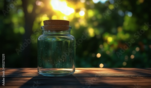 Terrarium Filled With Succulent Plants in a Glass Jar on Wooden Surface in a ...