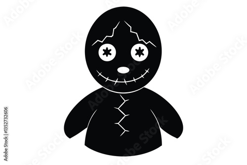 creepy doll vector con with cracked face