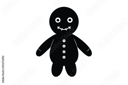 cursed doll vector icon with button eyes