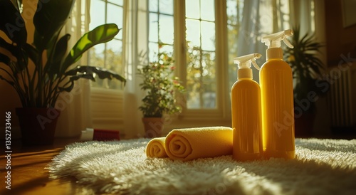 Wellness Corner With Natural Products and Sunlight in a Tranquil Room