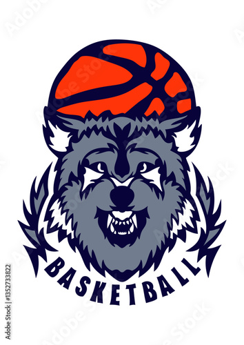 basketball loup logo club ballon cartoon