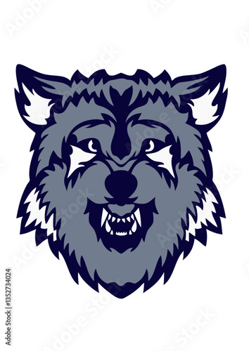 loup logo face cartoon dessin
