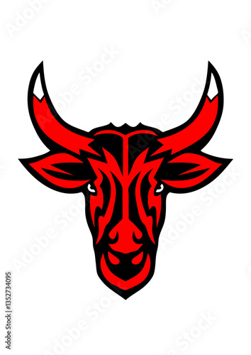 taureau corne face cartoon logo