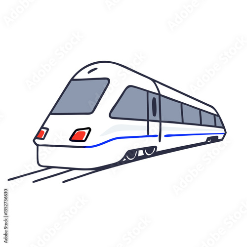 Modern train icon moving swiftly on tracks  