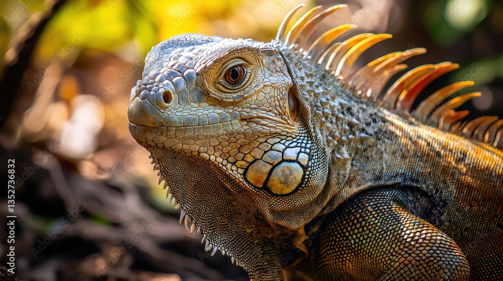 Fototapeta premium a green iguana in the wild 
