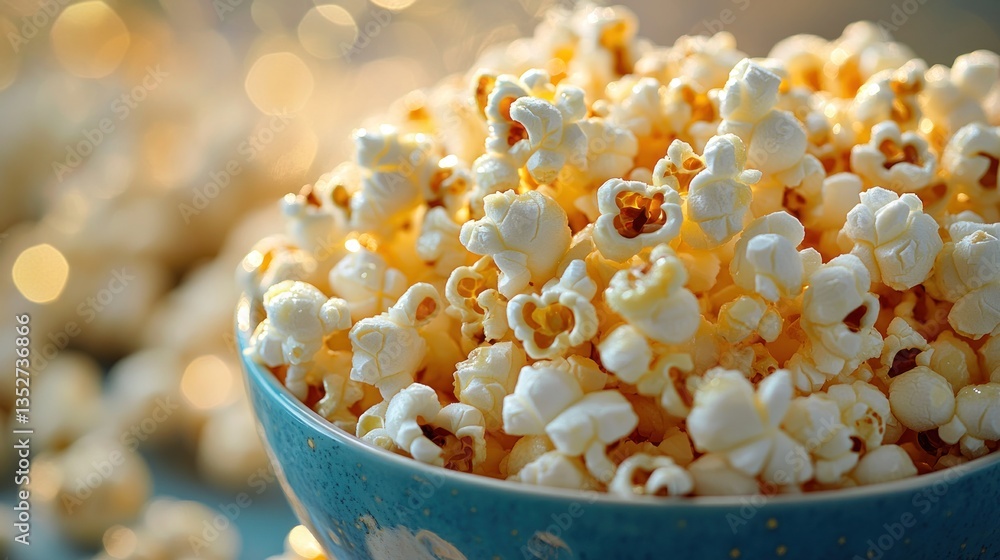 Delicious Buttery Popcorn in a Teal Bowl Delicious Buttery Popcorn in a Teal Bowl
