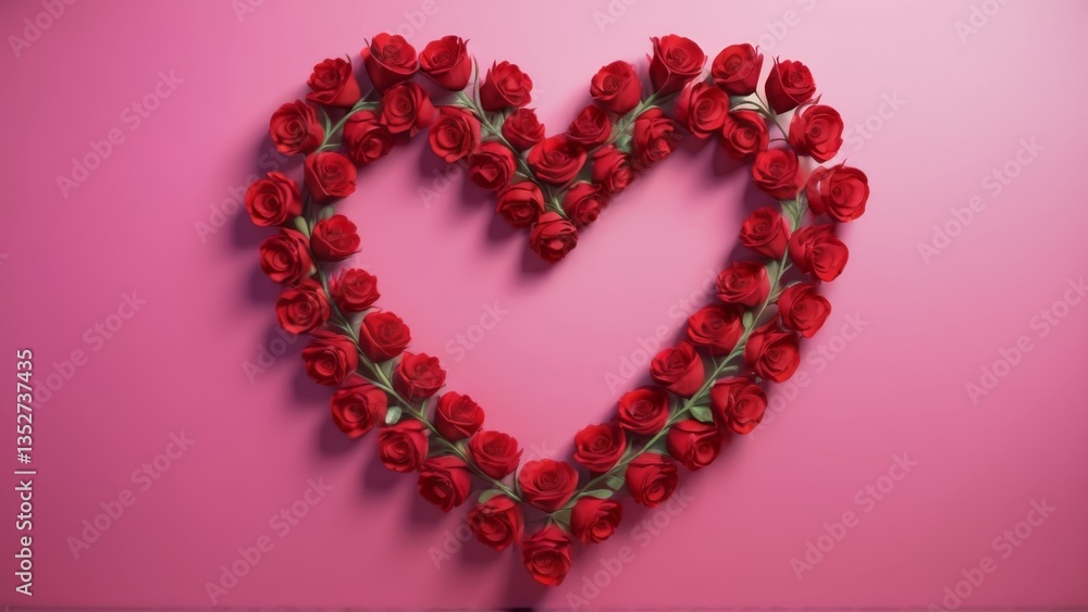 heart of red roses on pink background heart of red roses on pink background