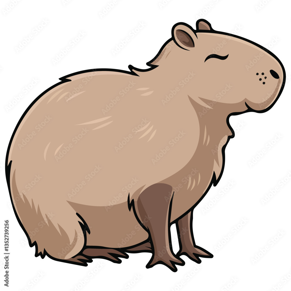 Fototapeta premium Contented Capybara Vector Illustration