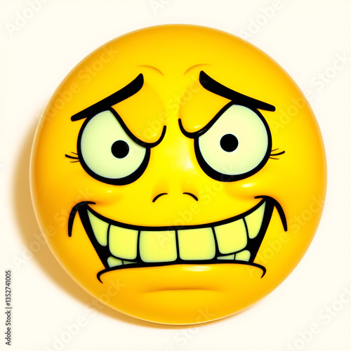 A grimacing emoji face with tightly clenched teeth and wide eyes, expressing discomfort or awkwardness in bright yellow tones.
