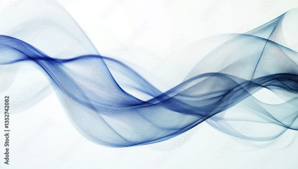 Naklejka premium Blue Abstract Smoke Waves.