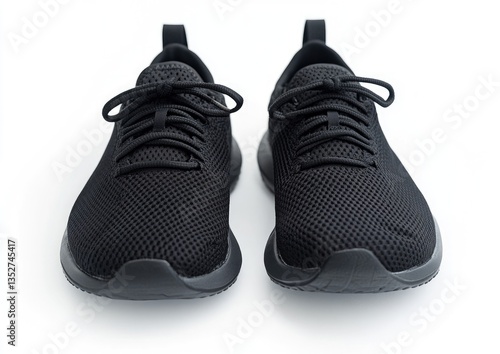 Black athletic shoes on white background (3)