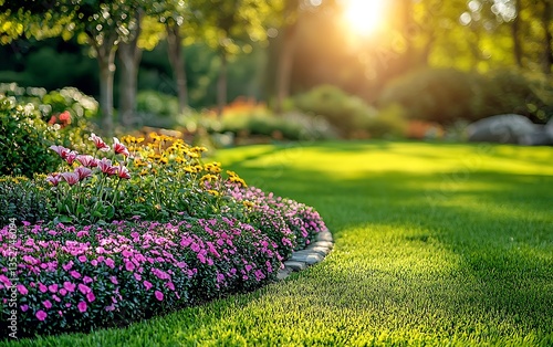Vibrant Garden Landscape at Sunset