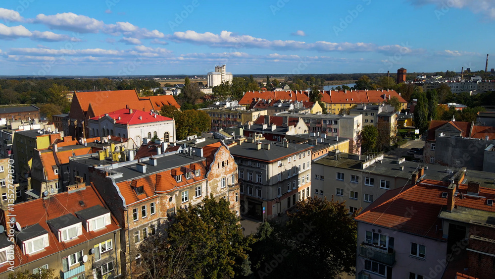 Obraz premium View of the old town from above Europe Brzeg Poland