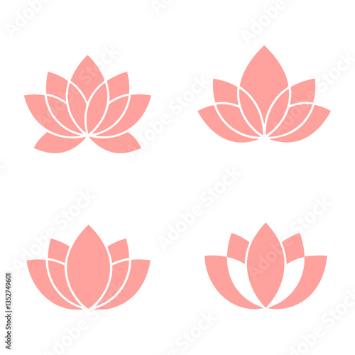Soft Pink Lotus Flower Icons with Minimal Line Accents