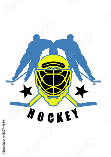 casque hockey joueur crosse mot logo club
