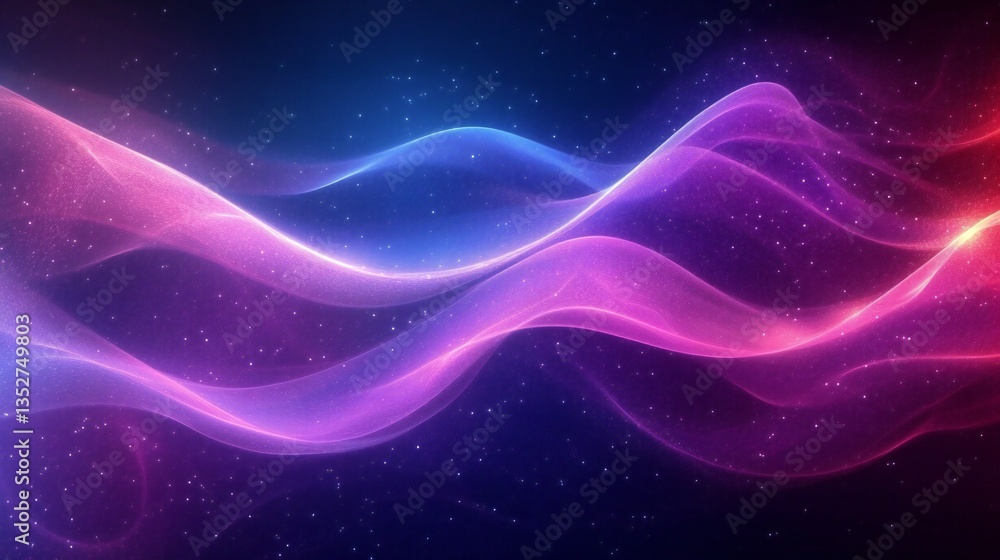 Abstract Cosmic Waves Glowing Nebula Texture with Pink Purple and Blue Hues