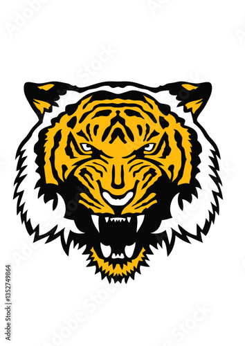 Tigre animal tribal sauvage face cartoon  dessin