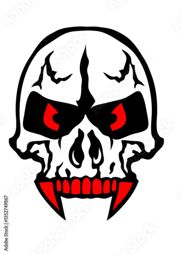 Tete de mort dent de vampire dessin