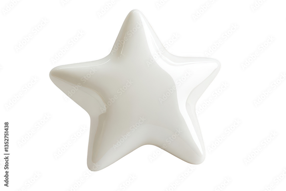A Smooth Creamy White Five Pointed Star Shape 3D Render A Smooth Creamy White Five Pointed Star Shape 3D Render