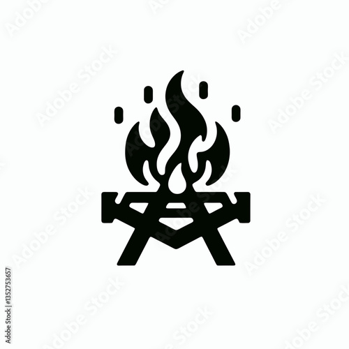  Fire Pit silhouette in black on a white background