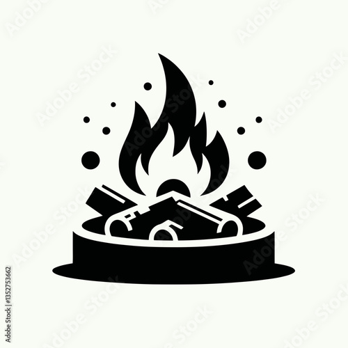  Fire Pit silhouette in black on a white background