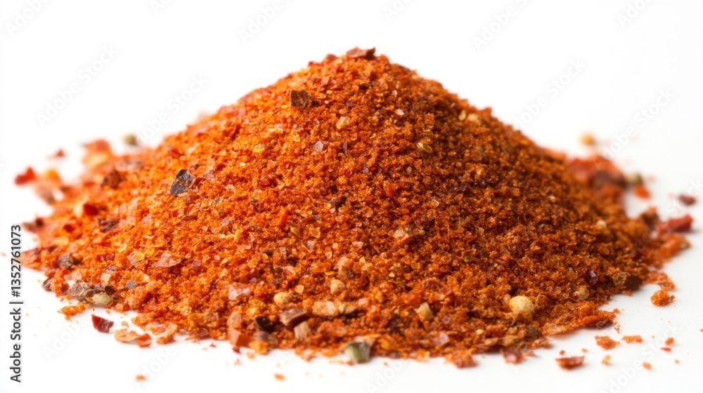 Red Spice Powder Pile on White Background