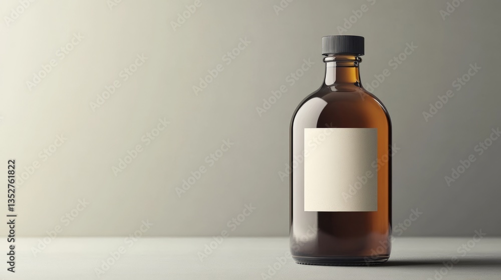 Cold brew coffee glass bottle mockup with blank label gray background. Cold brew coffee glass bottle mockup with blank label gray background.