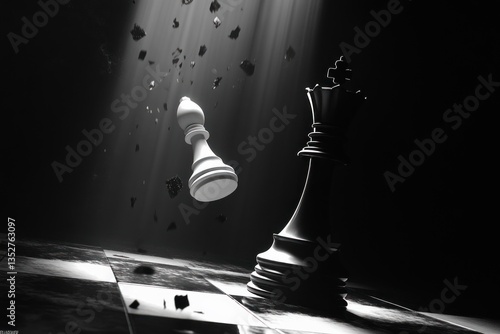 Black queen defeats white bishop in dramatic chess game.