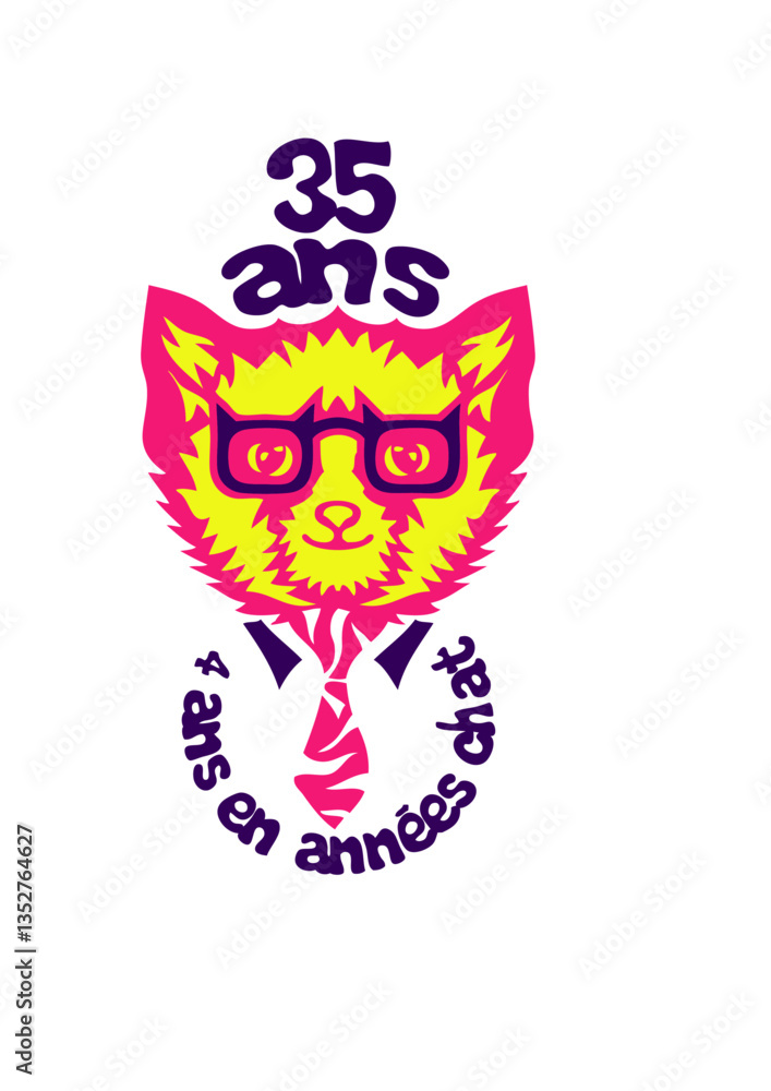 Fototapeta premium 35 ans annee chat anniversaire.