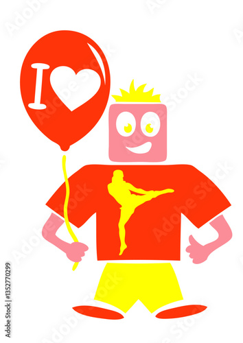kickboxing love personnage rigolo smiley coeur baudruche