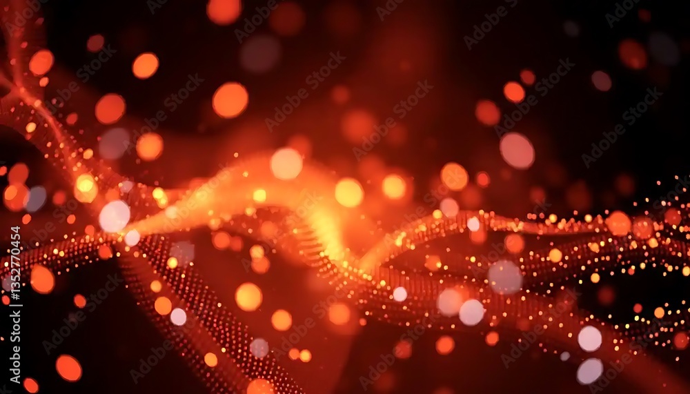 Fiery abstract flow with sparkling red and orange particles and bokeh Fiery abstract flow with sparkling red and orange particles and bokeh