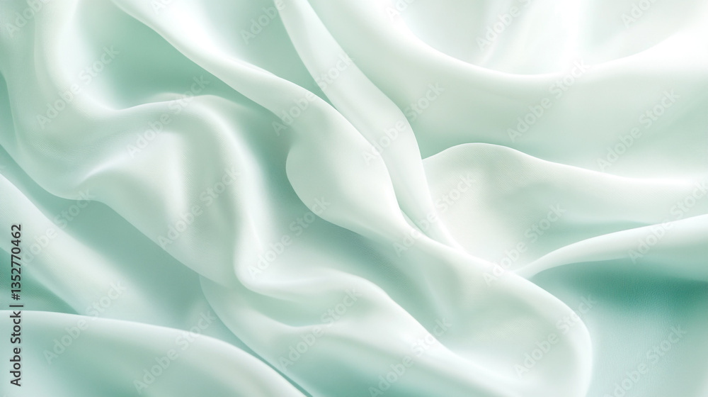 Obraz premium A soft flowing light blue fabric with gentle folds creating a smooth and delicate texture design